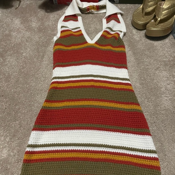 Striped Halter Knit Dress - Picture 2 of 4